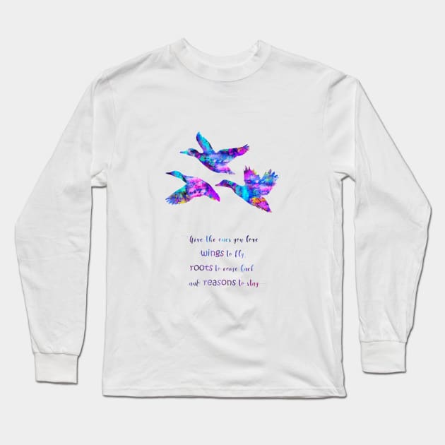 Flying ducks Long Sleeve T-Shirt by RosaliArt